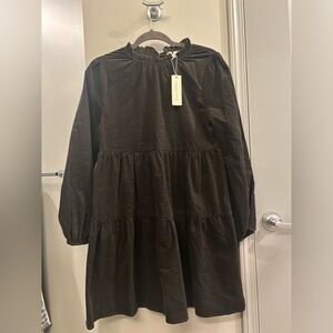 Copper Key High Neck Peasant Dress Long Sleeve Short Brown Velvet Women’s Small